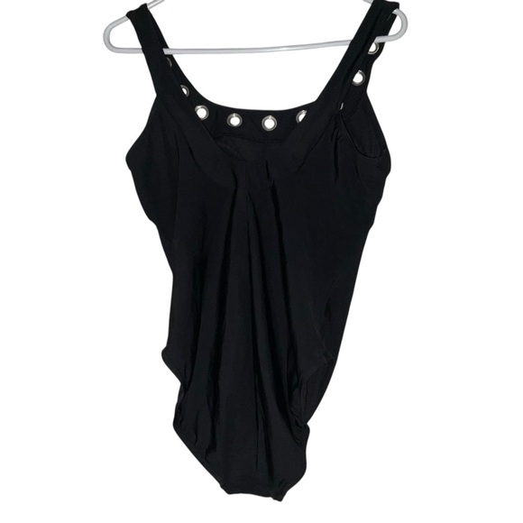 Aqua Green Black One Piece with Elegant Draping - Picture 1 of 5